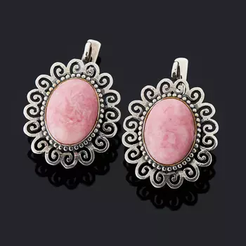 Серьги родохрозит (серебро 925 пр. оксидир.)