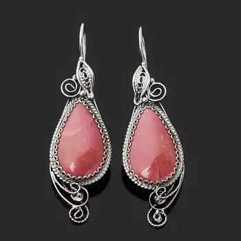 Серьги родонит (нейзильбер)