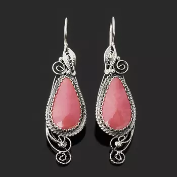 Серьги родонит (нейзильбер)