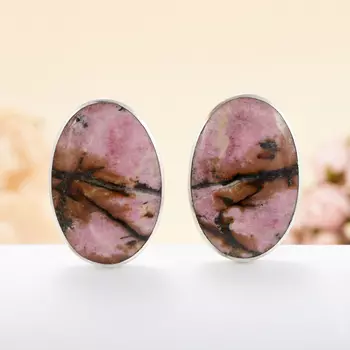 Серьги родонит (серебро 925 пр.)