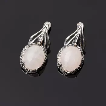 Серьги розовый кварц (биж. сплав)