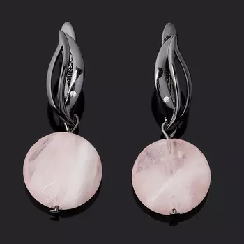 Серьги розовый кварц (биж. сплав) огранка