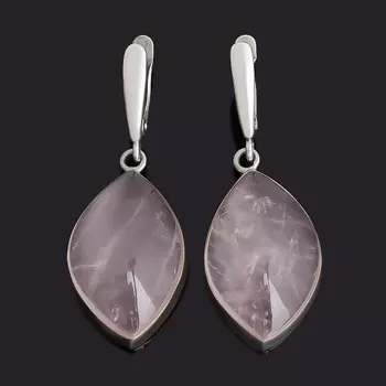 Серьги розовый кварц (биж. сплав оксидир., нейзильбер)