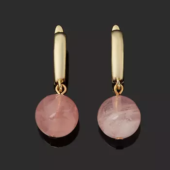 Серьги розовый кварц (биж. сплав позолота)