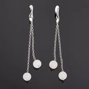 Серьги розовый кварц (биж. сплав родир. бел.)