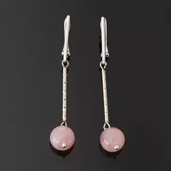 Серьги розовый кварц (биж. сплав родир. бел.)