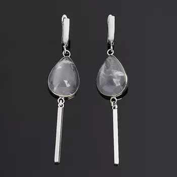Серьги розовый кварц (нейзильбер)