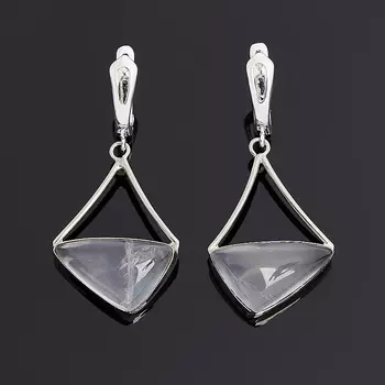 Серьги розовый кварц (нейзильбер)