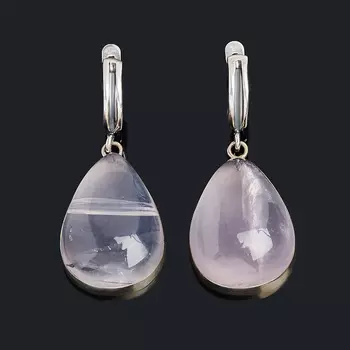 Серьги розовый кварц (нейзильбер)