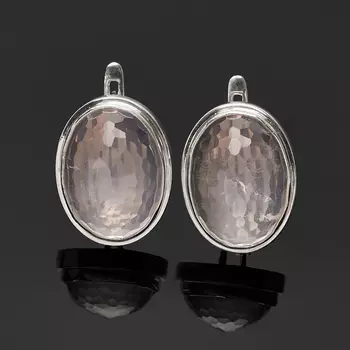 Серьги розовый кварц огранка (серебро 925 пр.)