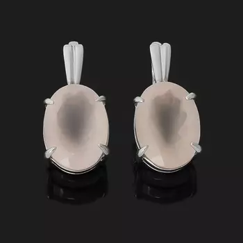 Серьги розовый кварц огранка (серебро 925 пр. оксидир.)