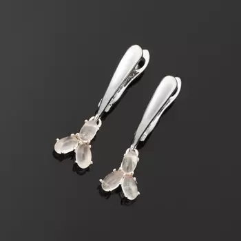 Серьги розовый кварц (серебро 925 пр. родир. бел.)