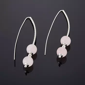 Серьги розовый кварц (серебро 925 пр.)