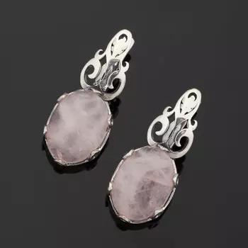Серьги розовый кварц (серебро 925 пр.)