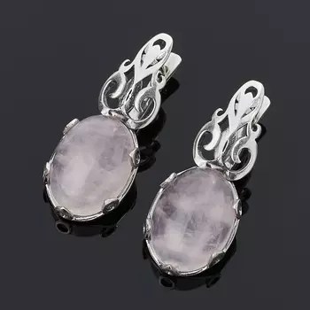 Серьги розовый кварц (серебро 925 пр.)