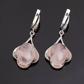 Серьги розовый кварц (серебро 925 пр.)