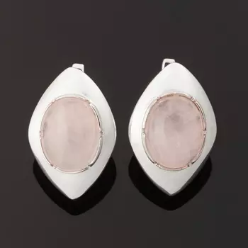 Серьги розовый кварц (серебро 925 пр. родир. бел.)