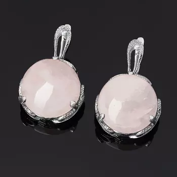 Серьги розовый кварц (серебро 925 пр. оксидир.)