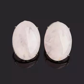 Серьги розовый кварц (серебро 925 пр. родир. бел.)