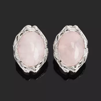 Серьги розовый кварц (серебро 925 пр. родир. бел.)