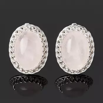 Серьги розовый кварц (серебро 925 пр. родир. бел.)