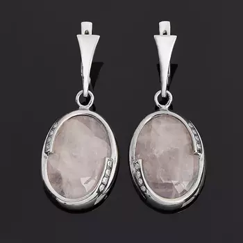 Серьги розовый кварц (серебро 925 пр.)
