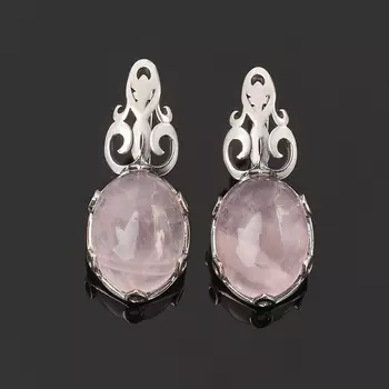 Серьги розовый кварц (серебро 925 пр. оксидир.)