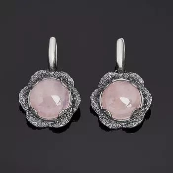 Серьги розовый кварц (серебро 925 пр. оксидир.)