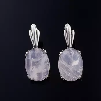Серьги розовый кварц (серебро 925 пр.)
