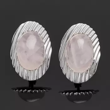 Серьги розовый кварц (серебро 925 пр. родир. бел.)