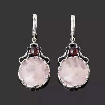 Серьги розовый кварц (серебро 925 пр. оксидир.)