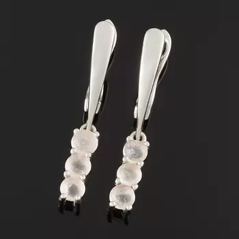 Серьги розовый кварц (серебро 925 пр. родир. бел.)