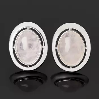 Серьги розовый кварц (серебро 925 пр. родир. бел.)