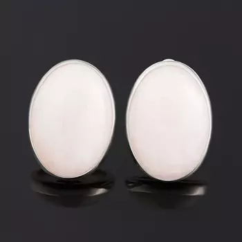 Серьги розовый кварц (серебро 925 пр. родир. бел.)