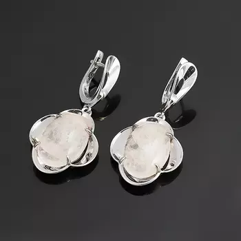 Серьги розовый кварц (серебро 925 пр. родир. бел.)