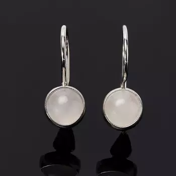 Серьги розовый кварц (серебро 925 пр. родир. бел.)