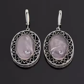 Серьги розовый кварц (серебро 925 пр.)