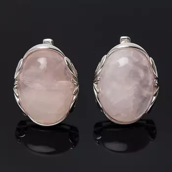 Серьги розовый кварц (серебро 925 пр.)