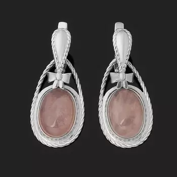 Серьги розовый кварц (серебро 925 пр.)