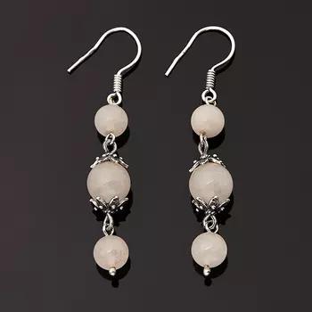 Серьги розовый кварц (серебро 925 пр. оксидир.)