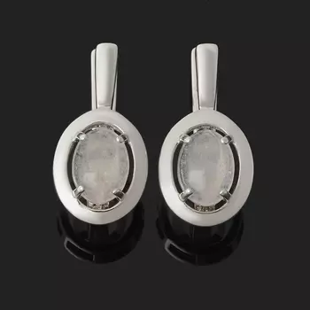 Серьги розовый кварц (серебро 925 пр. родир. бел.)