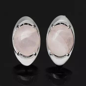 Серьги розовый кварц (серебро 925 пр. родир. бел.)