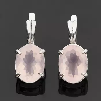 Серьги розовый кварц (серебро 925 пр.) огранка