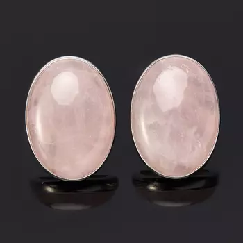Серьги розовый кварц (серебро 925 пр. родир. бел.)