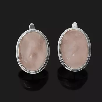 Серьги розовый кварц (серебро 925 пр. родир. бел.)