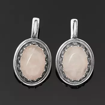 Серьги розовый кварц (серебро 925 пр. оксидир.)