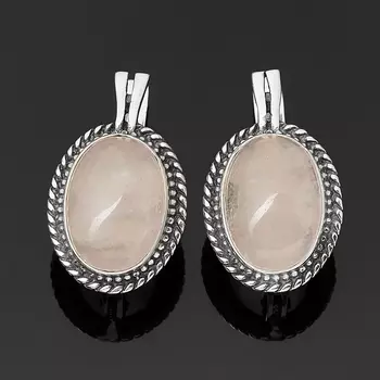 Серьги розовый кварц (серебро 925 пр. оксидир.)