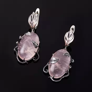 Серьги розовый кварц (серебро 925 пр.)