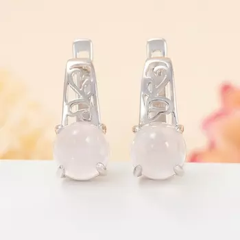 Серьги розовый кварц (серебро 925 пр.)