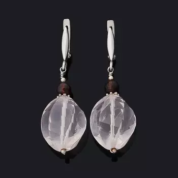Серьги розовый кварц (серебро 925 пр.) огранка